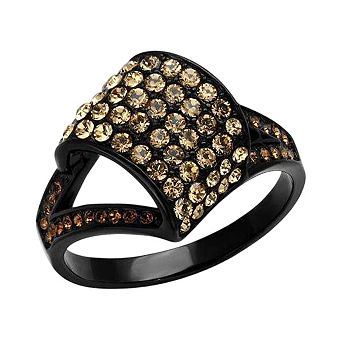 Alamode Black Ion Plating Crystal Abstract Ring