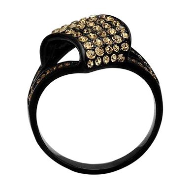 Alamode Black Ion Plating Crystal Abstract Ring