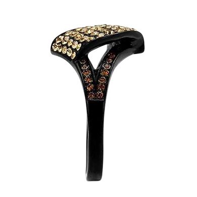 Alamode Black Ion Plating Crystal Abstract Ring
