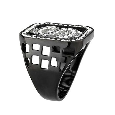 Alamode Black Ion Plating Crystal Dollar Sign Ring