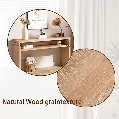 Pnronnc 59" Modern Wooden Console Table Entryway Table with Open Shelf