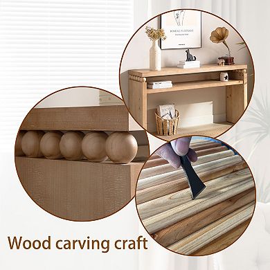 Pnronnc 59" Modern Wooden Console Table Entryway Table with Open Shelf