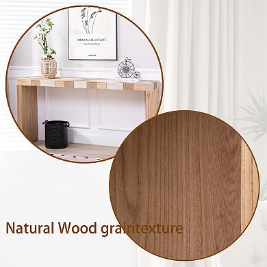Pnronnc 62" Modern Wood Console Table with Chevron Pattern Entryway Table