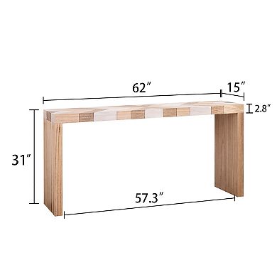 Pnronnc 62" Modern Wood Console Table with Chevron Pattern Entryway Table