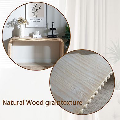 Pnronnc 59" Curved Waterfall Console Table with Beaded Entryway Table