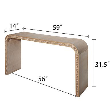 Pnronnc 59" Curved Waterfall Console Table with Beaded Entryway Table