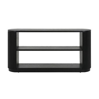 Pnronnc 58.9" Console Table Curved Edge Entryway Table with Open Shelf Fluted