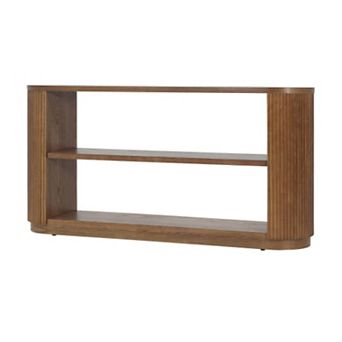 Pnronnc 58.9" Console Table Curved Edge Entryway Table with Open Shelf Fluted