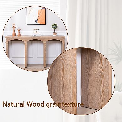 Pnronnc 60" Wood Archway Console Table with Decorative Arched Legs Entryway Table