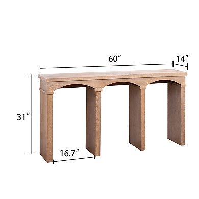 Pnronnc 60" Wood Archway Console Table with Decorative Arched Legs Entryway Table