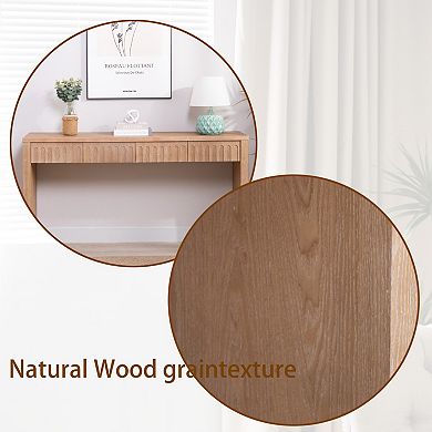 Pnronnc 59.2" Modern Console Table with 4 Drawers Wooden Entryway Table