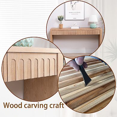 Pnronnc 59.2" Modern Console Table with 4 Drawers Wooden Entryway Table
