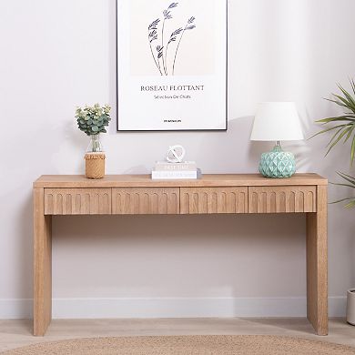 Pnronnc 59.2" Modern Console Table with 4 Drawers Wooden Entryway Table