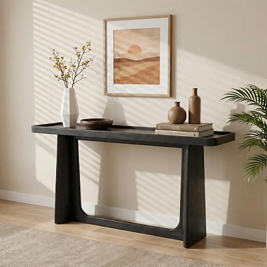 Pnronnc Farmhouse Console Table with Tray Top Solid Wood Frame Corridor Entryway Table