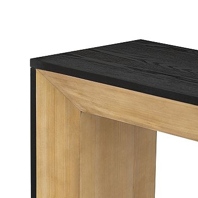 Pnronnc 59" Fireplace Style Console Table Corridor Entryway Table with Wood Veneer Top