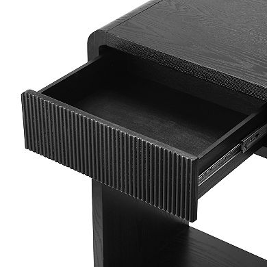 Pnronnc 59" Modern Console Table Wood Entryway Table with 3 Drawers Vertical Slat