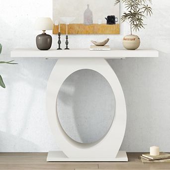 Pnronnc Modern Hallway Console Table Minimalist Entryway Table with Round Base