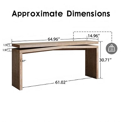 Pnronnc 65 Inch Solid Wood Veneer Console Table Hallway Long Entryway Table