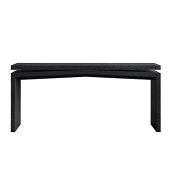 Pnronnc 65 Inch Solid Wood Veneer Console Table Hallway Long Entryway Table