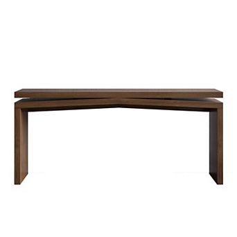 Pnronnc 65 Inch Solid Wood Veneer Console Table Hallway Long Entryway Table