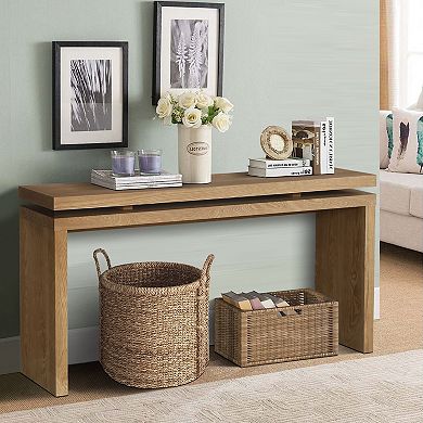 Pnronnc 60 Inch Hallway Console Table Double Board Suspension Entryway Table