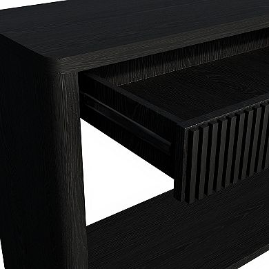 Pnronnc 60 Inch Modern Fluted Console Table Wood Veneer Entryway Table with 2 Drawer