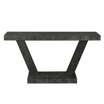 Pnronnc 60 Inch Wood Entryway Bench Hallway Console Table with 2 tier Storage Shelf