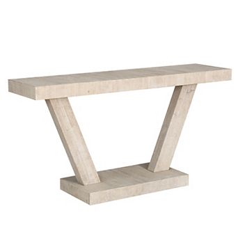 Pnronnc 60 Inch Wood Entryway Bench Hallway Console Table with 2 tier Storage Shelf