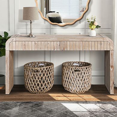 Pnronnc 59 Inch Console Table Entryway Table with Hidden Handle Drawers