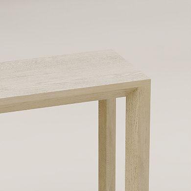 Pnronnc 60 Inch Solid Wood Veneer Console Table Wide Entryway Table with Open Storage
