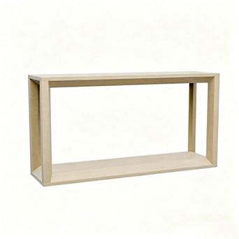 Pnronnc 60 Inch Solid Wood Veneer Console Table Wide Entryway Table with Open Storage