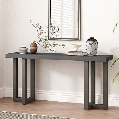 Pnronnc Geometric Console Table with Solid Pine Legs Modern Entryway Table