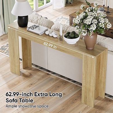 Pnronnc 62.99 Inch Wood Console Table Extra Long Entryway Table