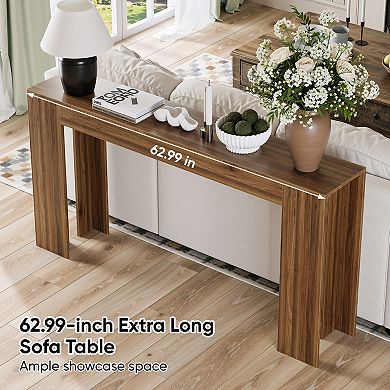 Pnronnc 62.99 Inch Wood Console Table Extra Long Narrow Entryway Table