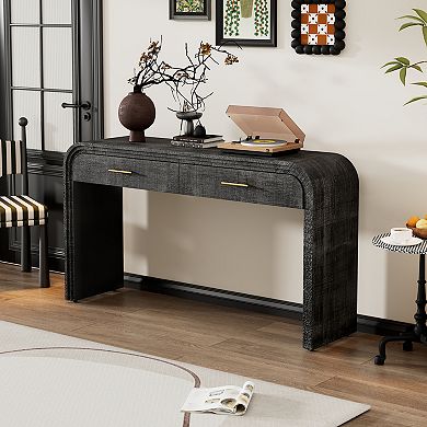 Pnronnc Retro Console Table Open Style Entryway Table with 2 Drawers