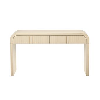 Pnronnc Modern Console Table with 2 Drawers Wooden Fluted Entryway Table