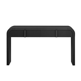 Pnronnc Modern Console Table with 2 Drawers Wooden Fluted Entryway Table