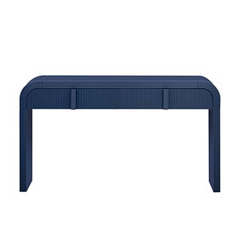 Pnronnc Modern Console Table with 2 Drawers Wooden Fluted Entryway Table