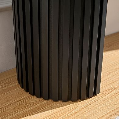Pnronnc 59.05" Modern Console Table with Drawer Curved Entryway Table with Vertical Stripe Design