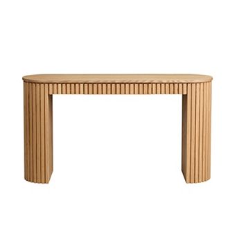 Pnronnc 59.05" Modern Console Table with Drawer Curved Entryway Table with Vertical Stripe Design