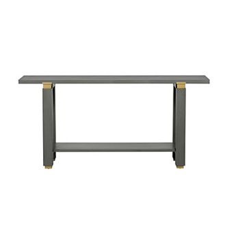 Pnronnc 62.9" Modern Console Table Solid Wood Entryway Table with Metal Accents and Storage Shelf