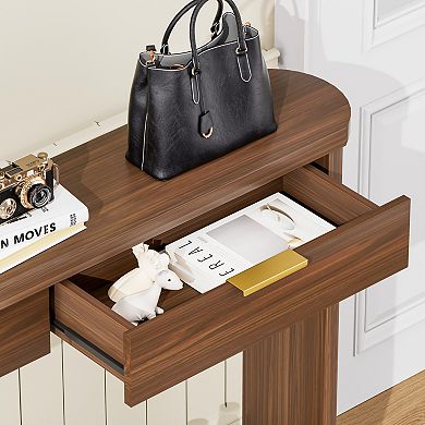 Pnronnc 70.1" Wavy-Patterned Console Table with 3 Drawers Wooden Entryway Table