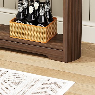 Pnronnc 70.1" Wavy-Patterned Console Table with 3 Drawers Wooden Entryway Table
