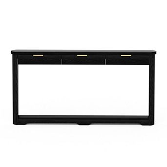 Pnronnc 70.1" Wavy-Patterned Console Table with 3 Drawers Wooden Entryway Table