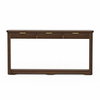 Pnronnc 70.1" Wavy-Patterned Console Table with 3 Drawers Wooden Entryway Table