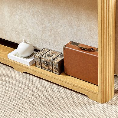Pnronnc 70.1" Corrugated Texture Console Table Narrow Wooden Entryway Table