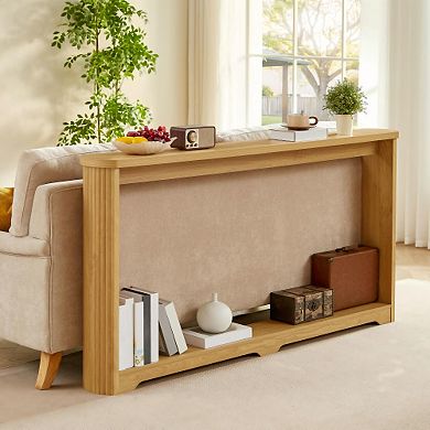 Pnronnc 70.1" Corrugated Texture Console Table Narrow Wooden Entryway Table