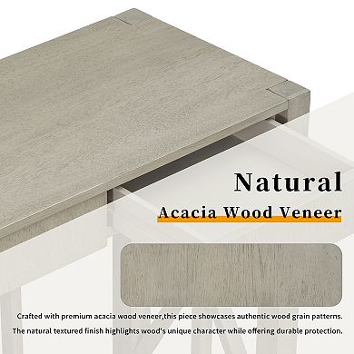 Pnronnc 60" Acacia Veneer Console Table with 4 Drawers X-Leg Entryway Table with Open Storage