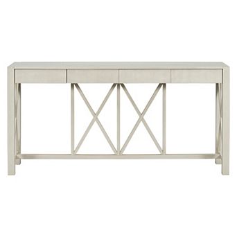 Pnronnc 60" Acacia Veneer Console Table with 4 Drawers X-Leg Entryway Table with Open Storage