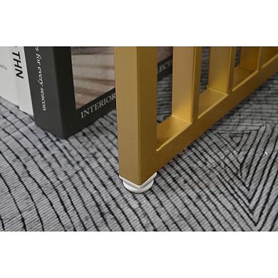 Pnronnc Modern Console Table with Metal Frame Faux Marble Entryway Table with Storage Shelf